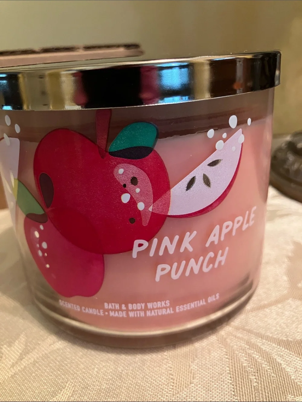 🍎Bath & Body Works Pink Apple Punch 3-wick candle NWT